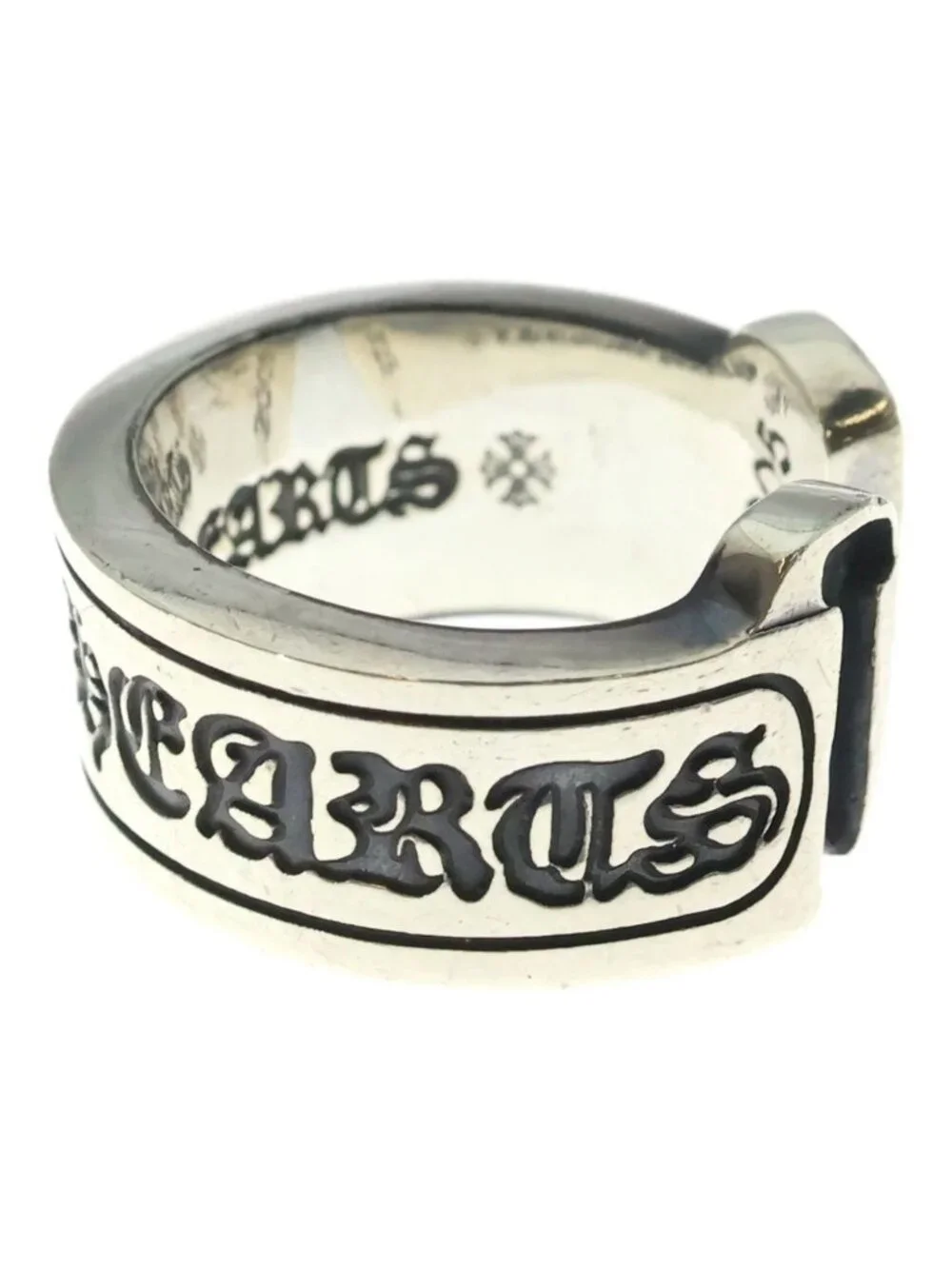 Chrome Hearts LG Scroll Label Large Ring Silver